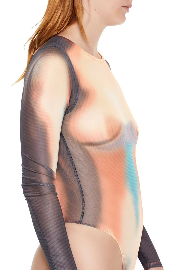 Abstract Print Mesh Bodysuit - Image 4