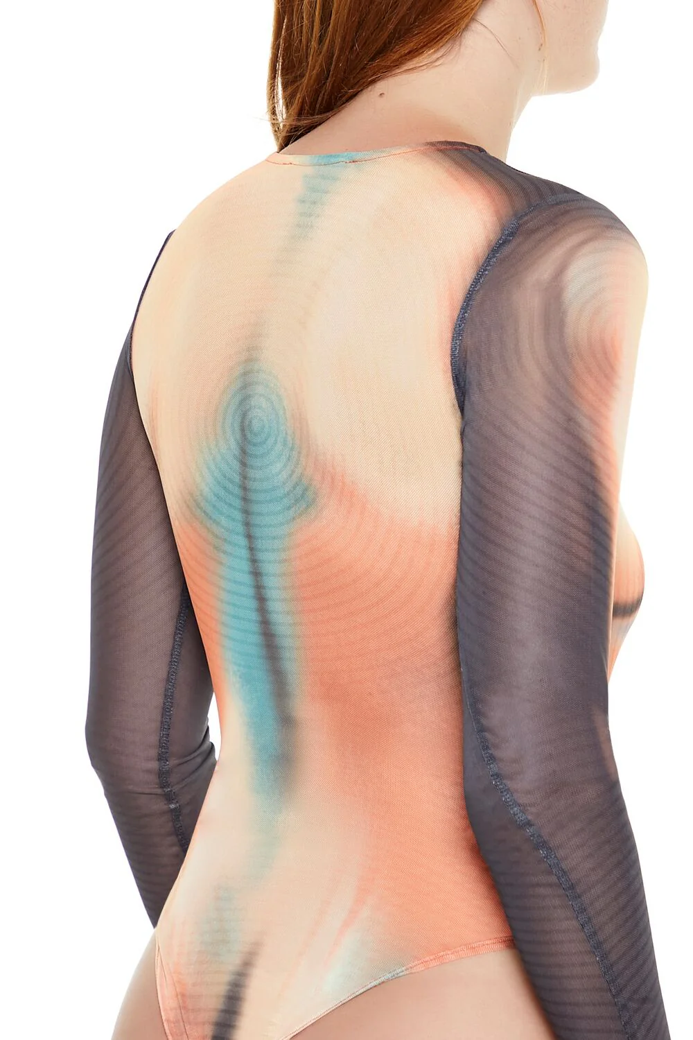Abstract Print Mesh Bodysuit - Image 5