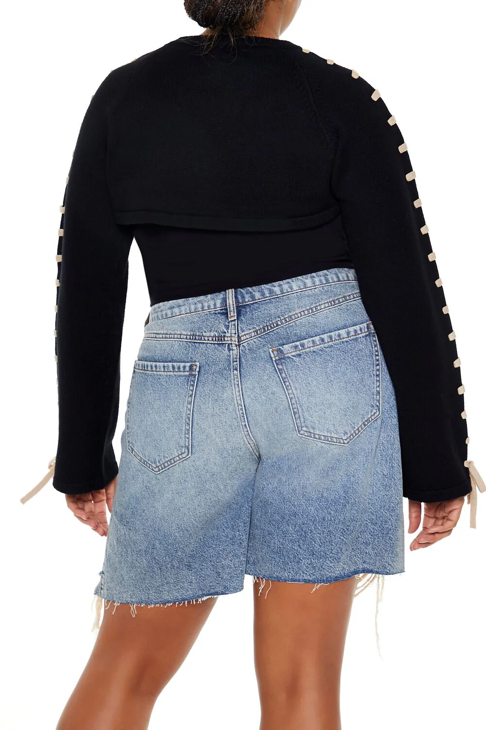 Plus Size Cropped Tie-Trim Sweater - Image 5