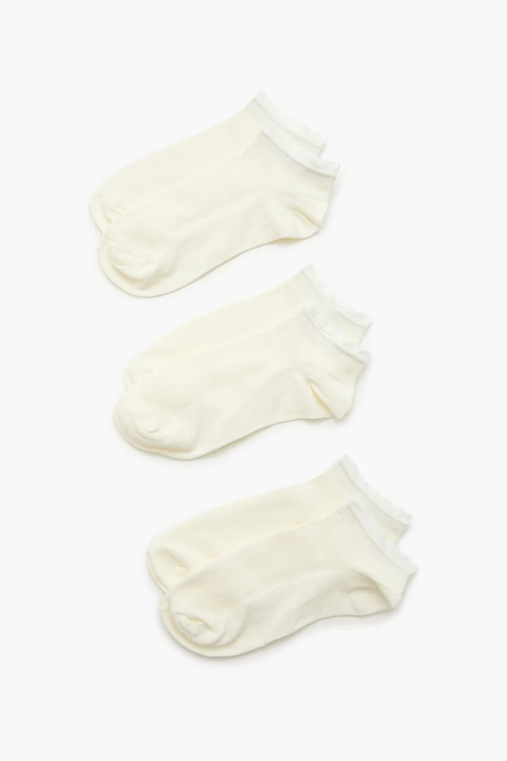 Ruffle-Trim Ankle Socks Set - 3 pack - Image 2