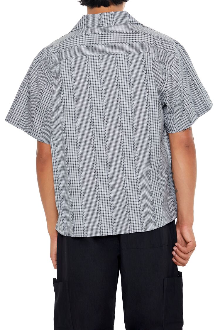 Cropped Mixed Plaid Shirt - Image 4