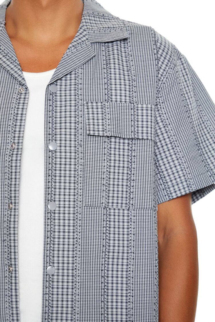 Cropped Mixed Plaid Shirt - Image 5