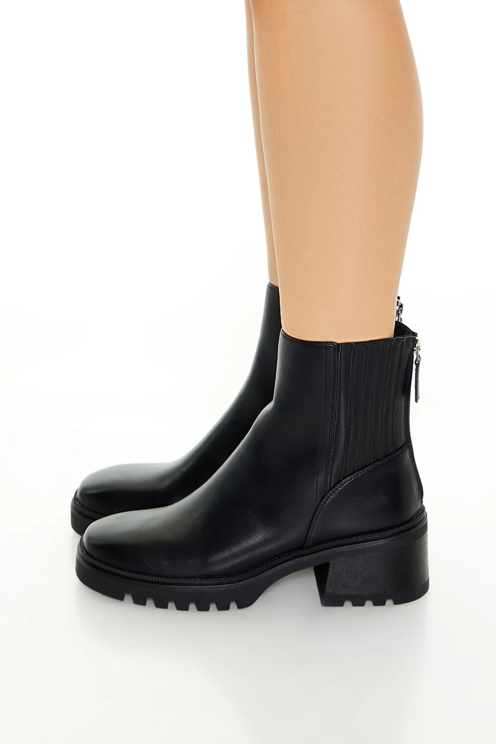 Faux Leather Block Heel Booties - Image 2