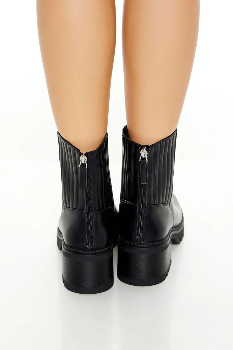 Faux Leather Block Heel Booties - Image 3