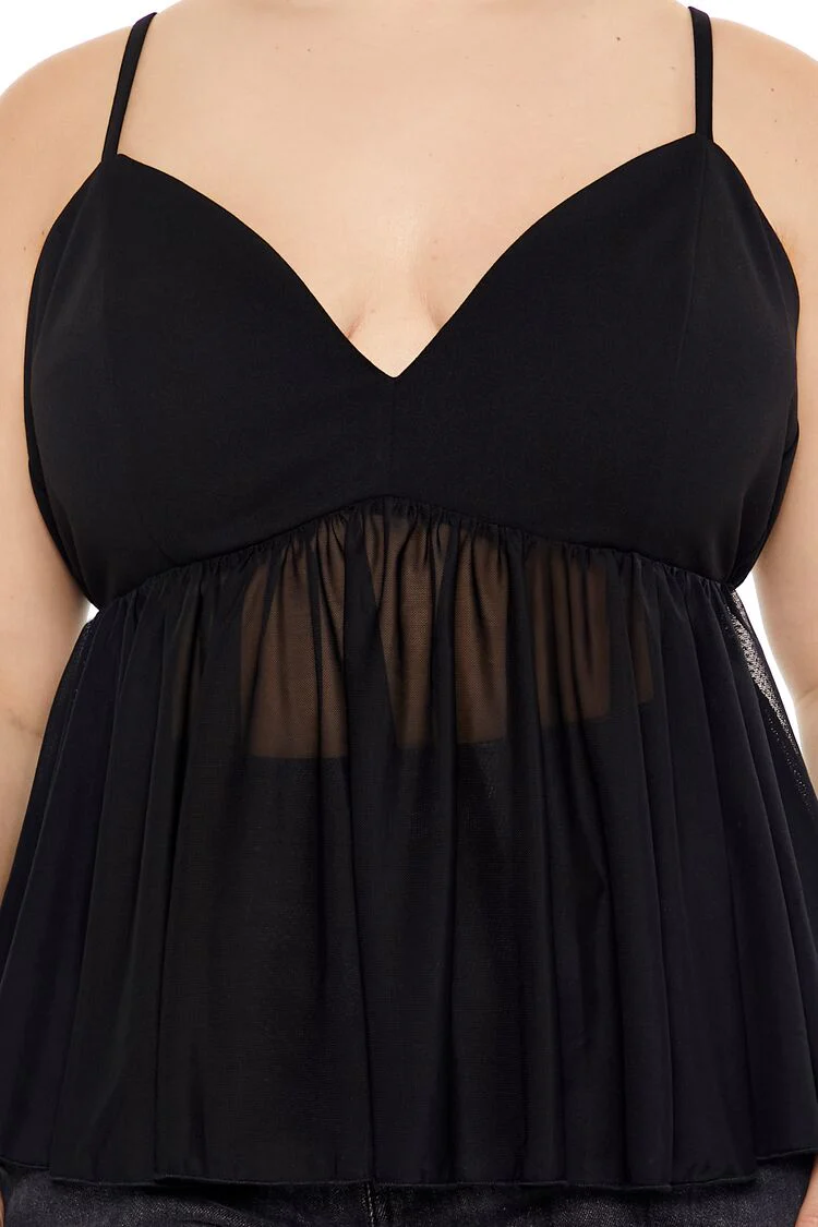 Plus Size Sheer Mesh Flounce Cami - Image 3