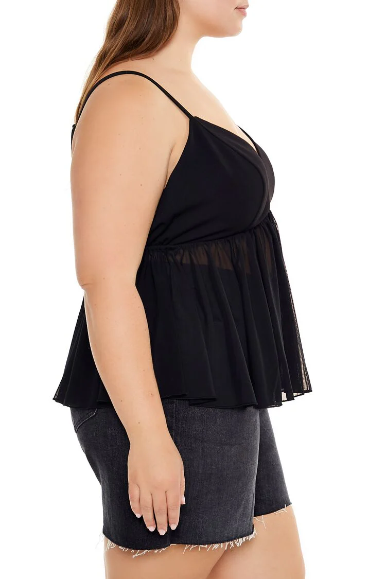 Plus Size Sheer Mesh Flounce Cami - Image 4