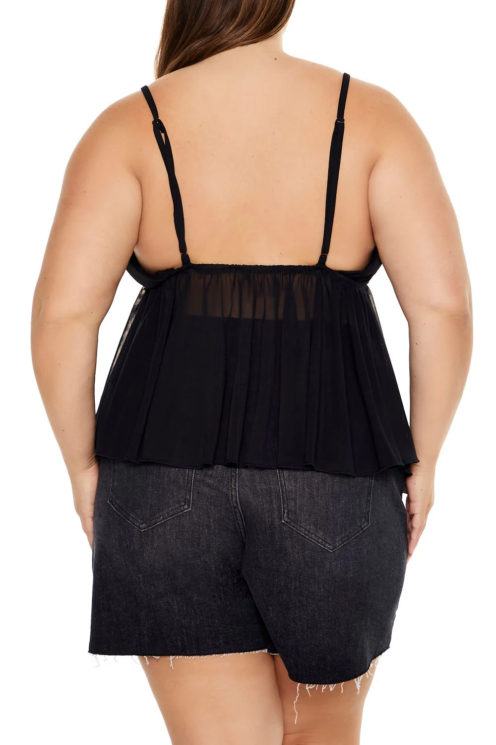 Plus Size Sheer Mesh Flounce Cami - Image 5