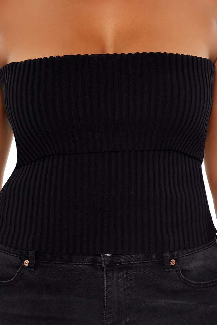 Ribbed Sweater-Knit Tube Top - Image 3