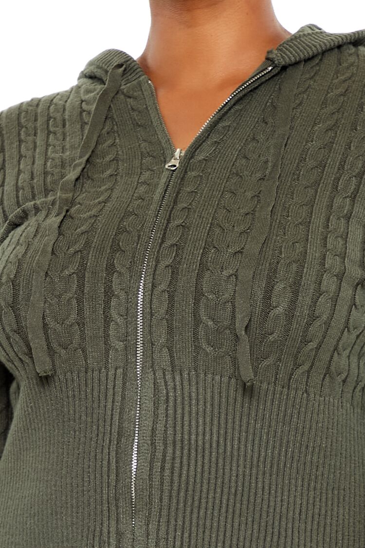 Plus Size Cable Knit Zip-Up Hoodie - Image 3