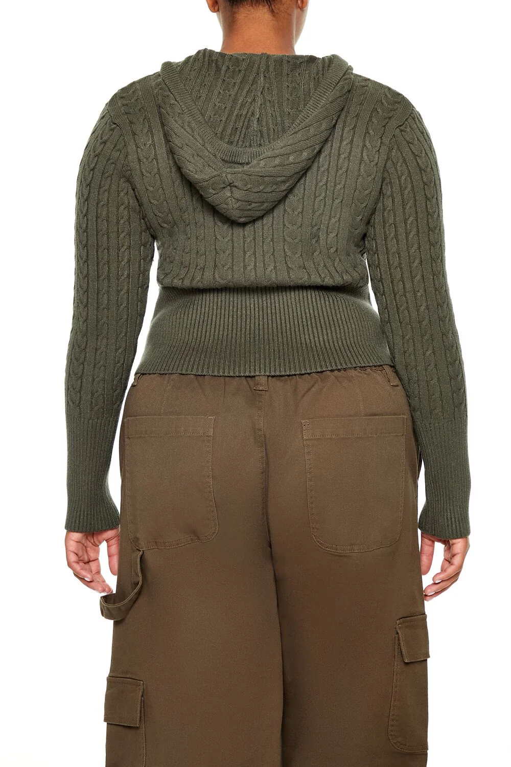 Plus Size Cable Knit Zip-Up Hoodie - Image 5