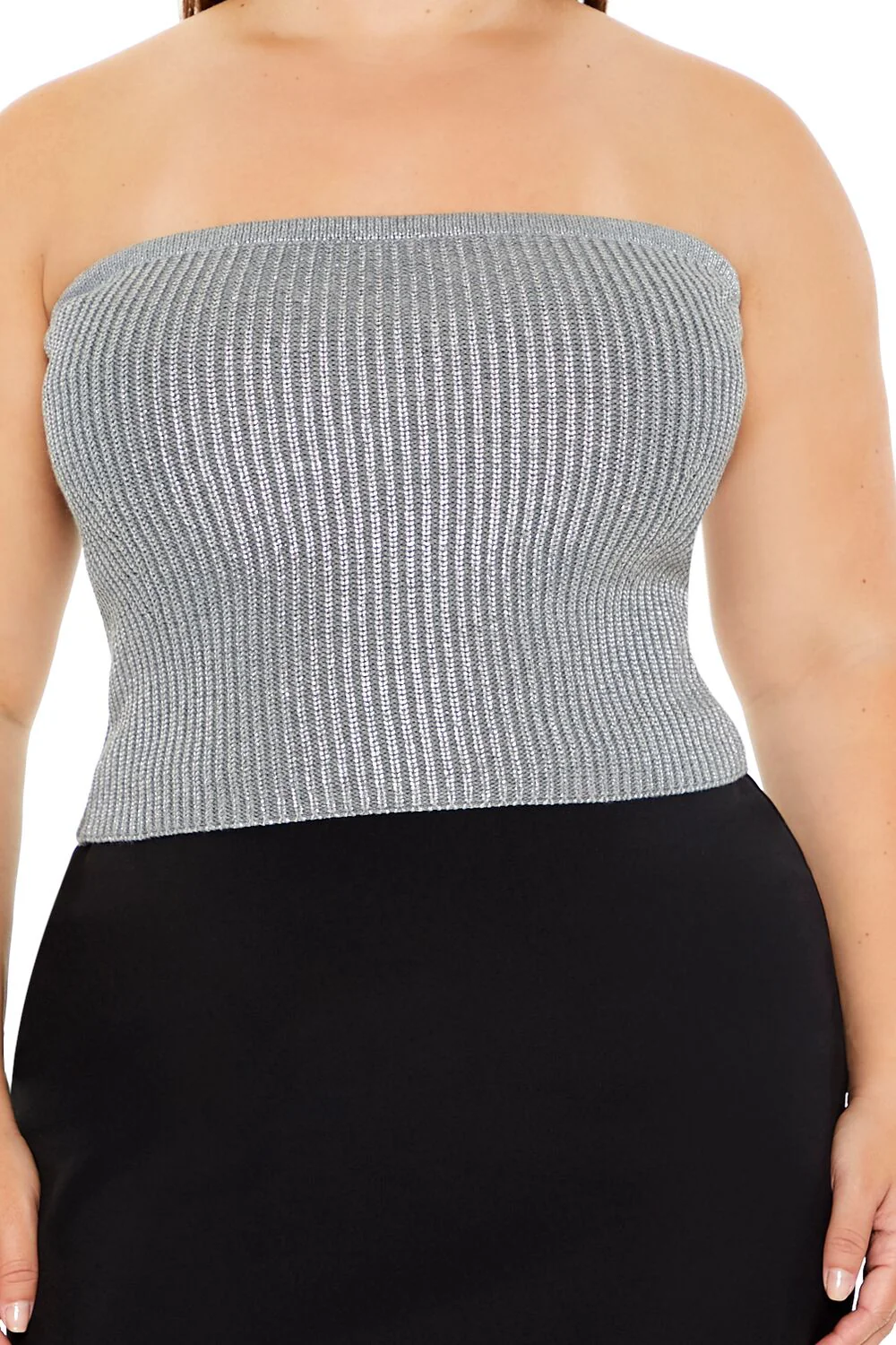 Plus Size Metallic Tube Top - Image 3