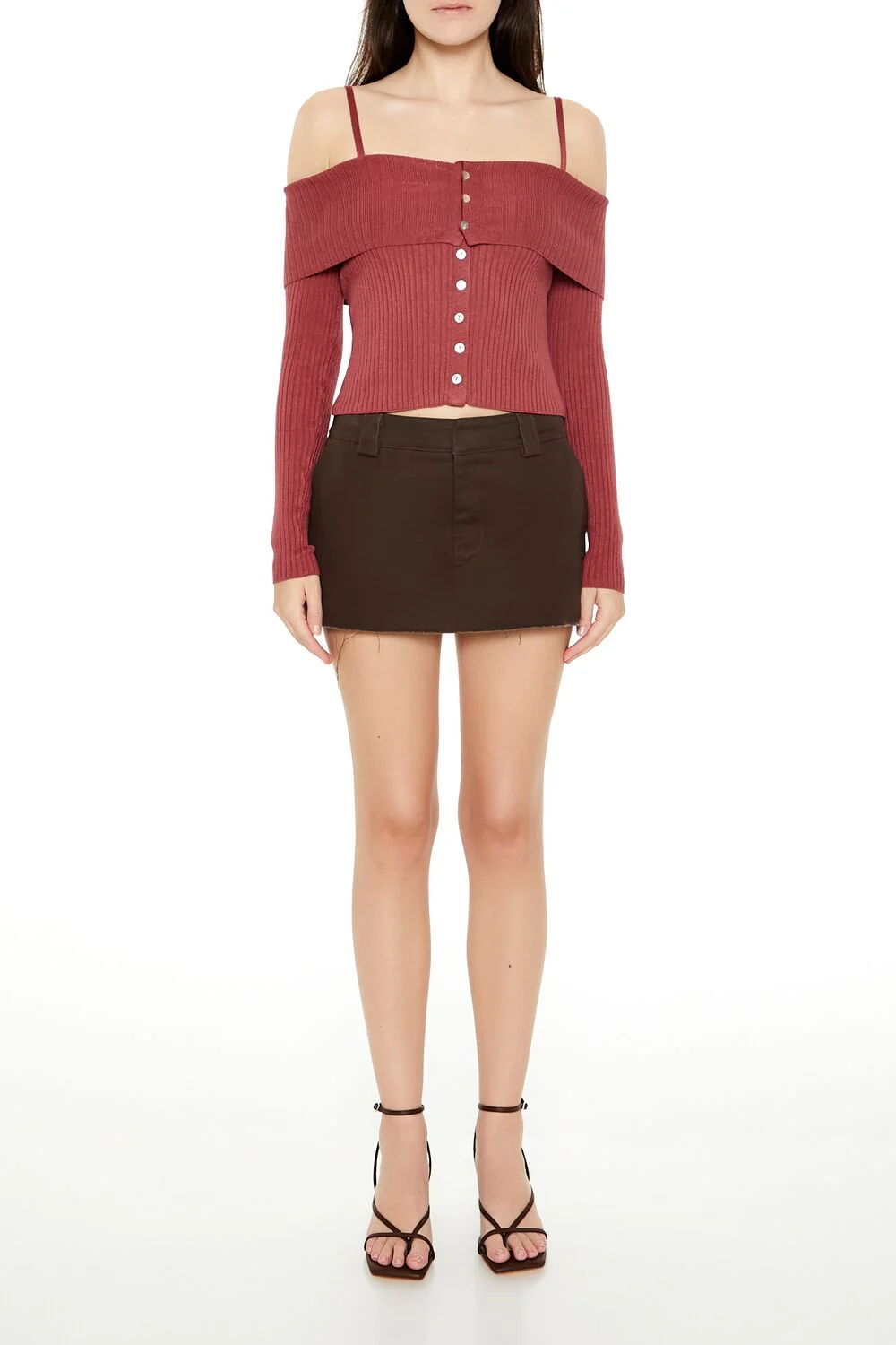 Open-Shoulder Sweater-Knit Crop Top - Image 7