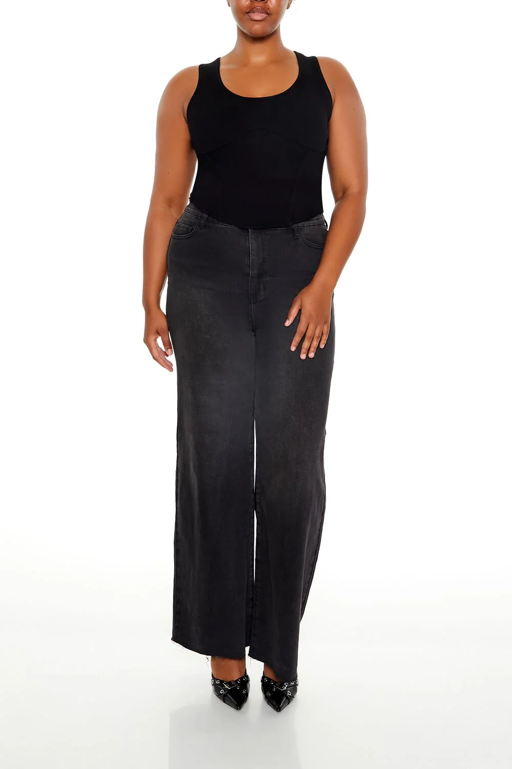 Plus Size Sweater-Knit Corset Tank Top - Image 2
