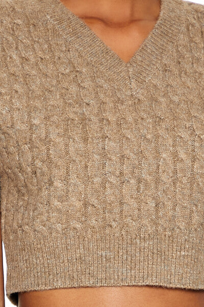 Cropped Cable Knit Sweater Vest - Image 3