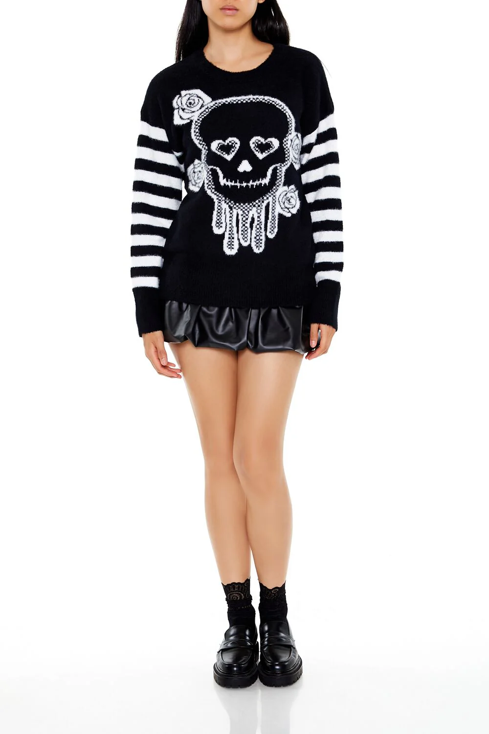 Floral Skull Graphic Sweater - Image 2