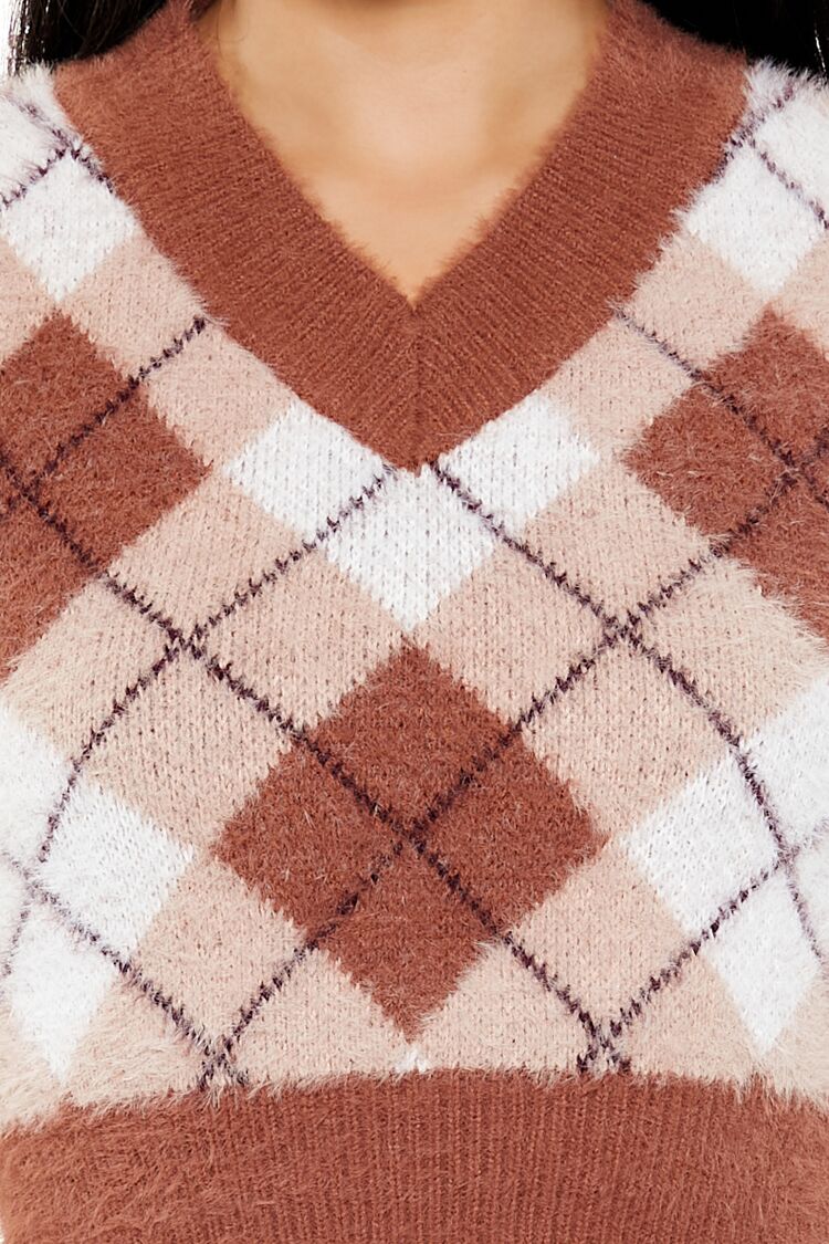 Cropped Argyle Sweater Vest - Image 3