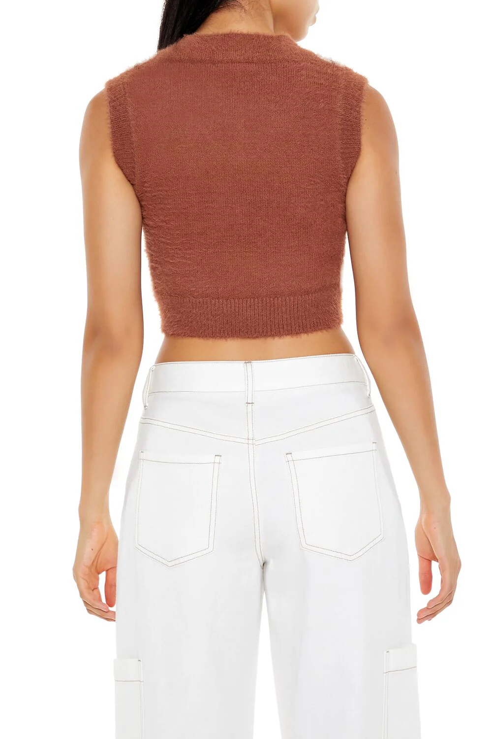 Cropped Argyle Sweater Vest - Image 5