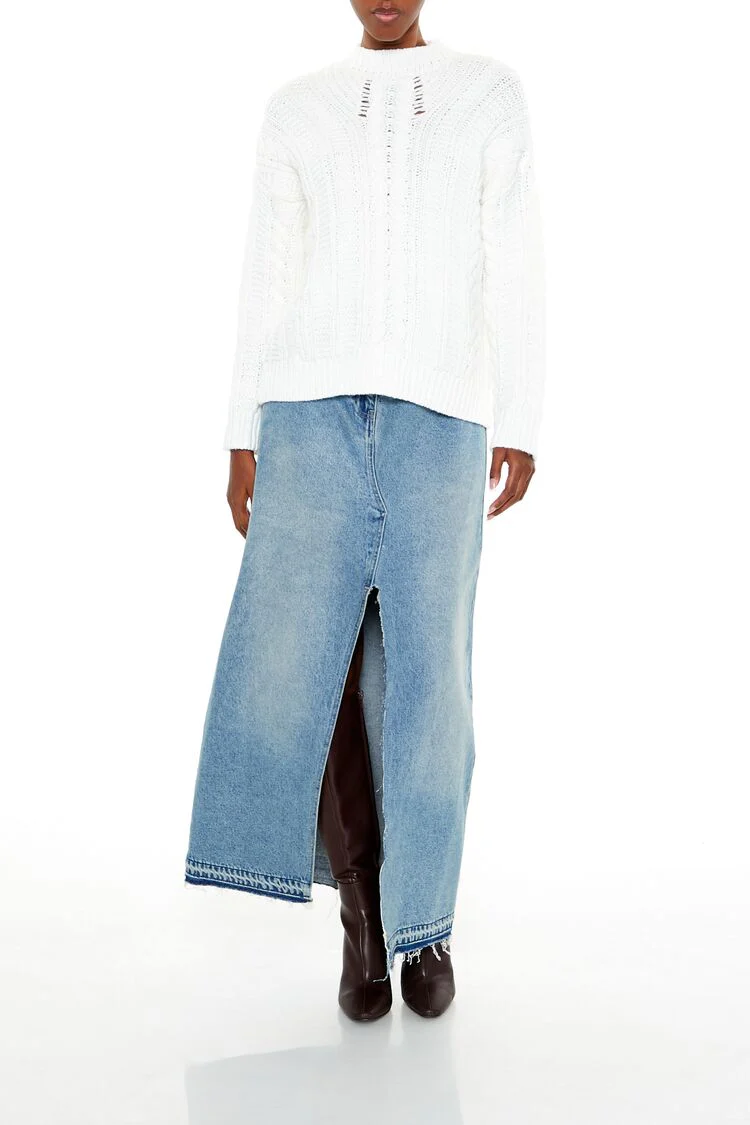Lace-Back Cable Knit Sweater - Image 3
