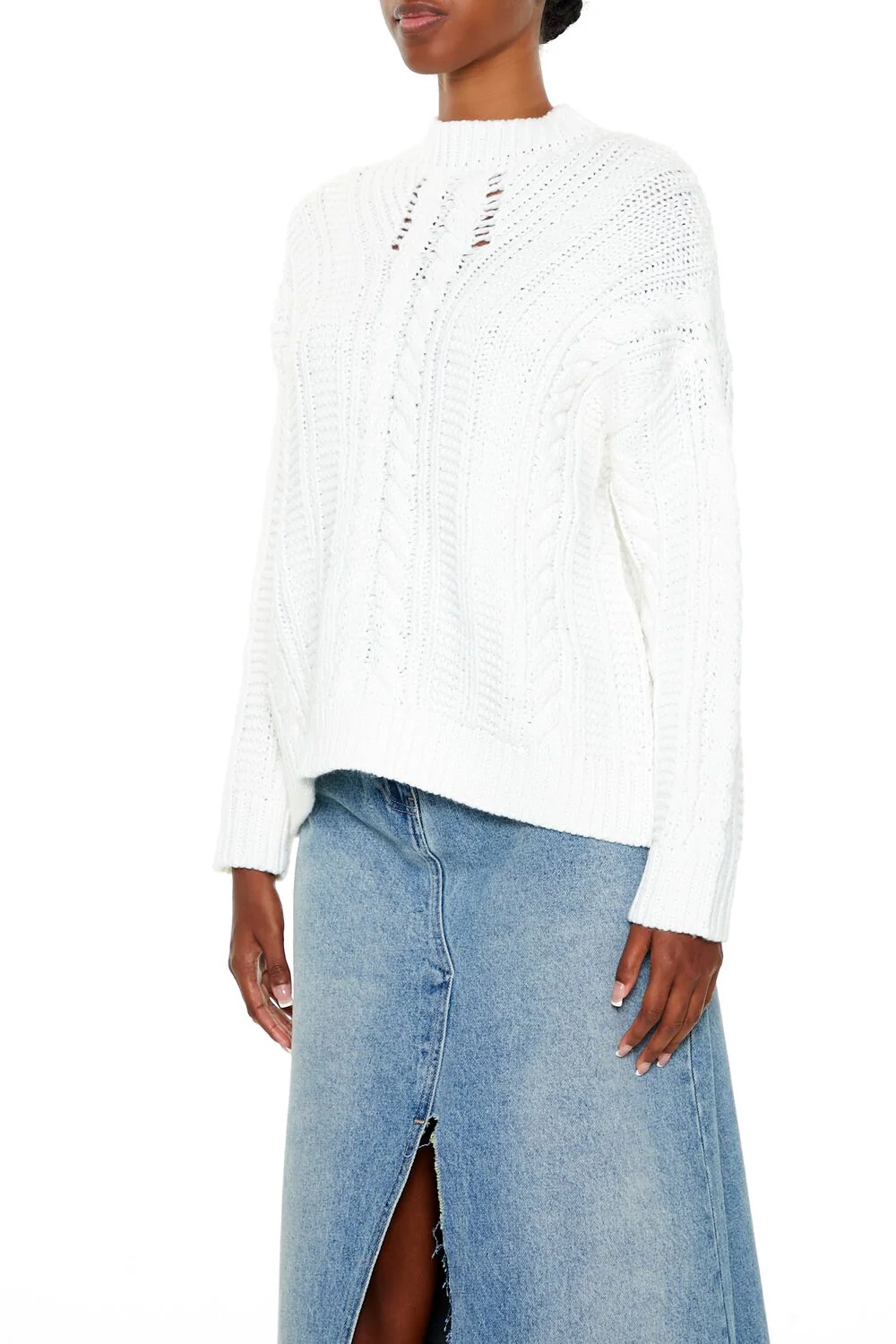 Lace-Back Cable Knit Sweater - Image 5