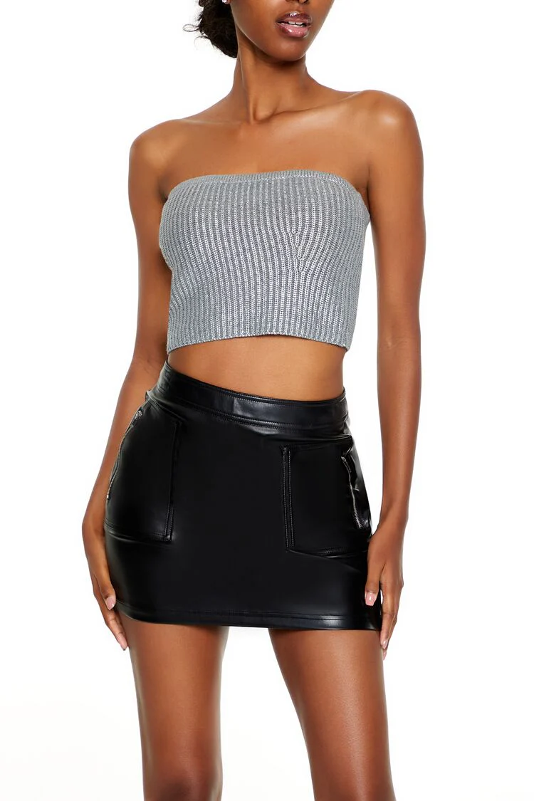 Metallic Sweater-Knit Tube Top - Image 3