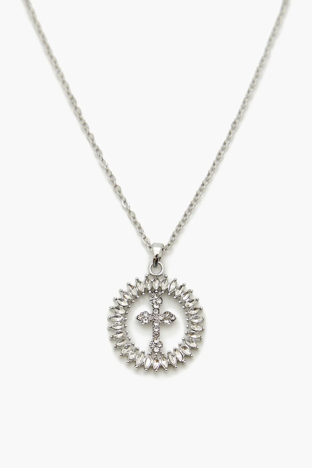 Faux Gem Cross Pendant Necklace - Image 4