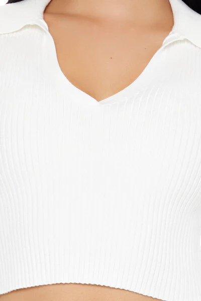 Ribbed Sweater-Knit Crop Top - Image 3