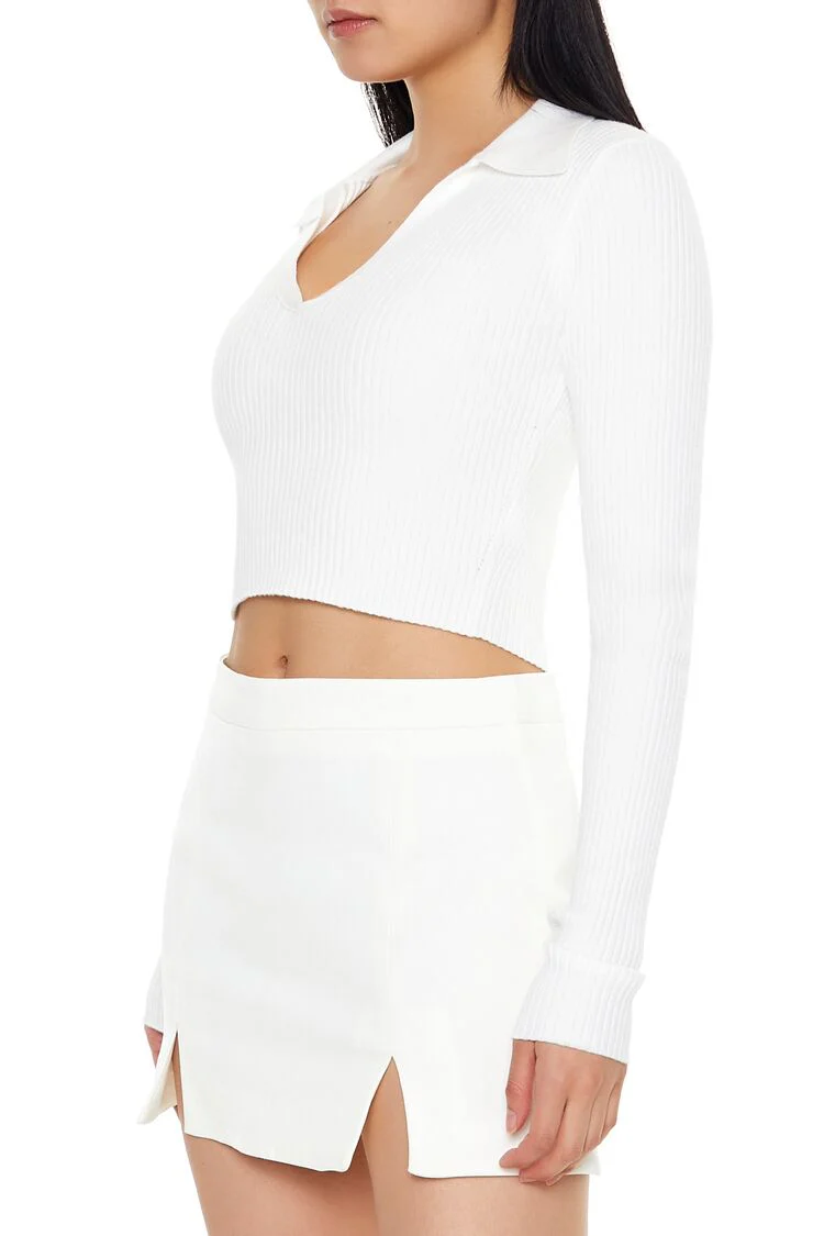 Ribbed Sweater-Knit Crop Top - Image 4