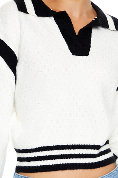 Varsity-Striped Cropped Sweater - Image 3