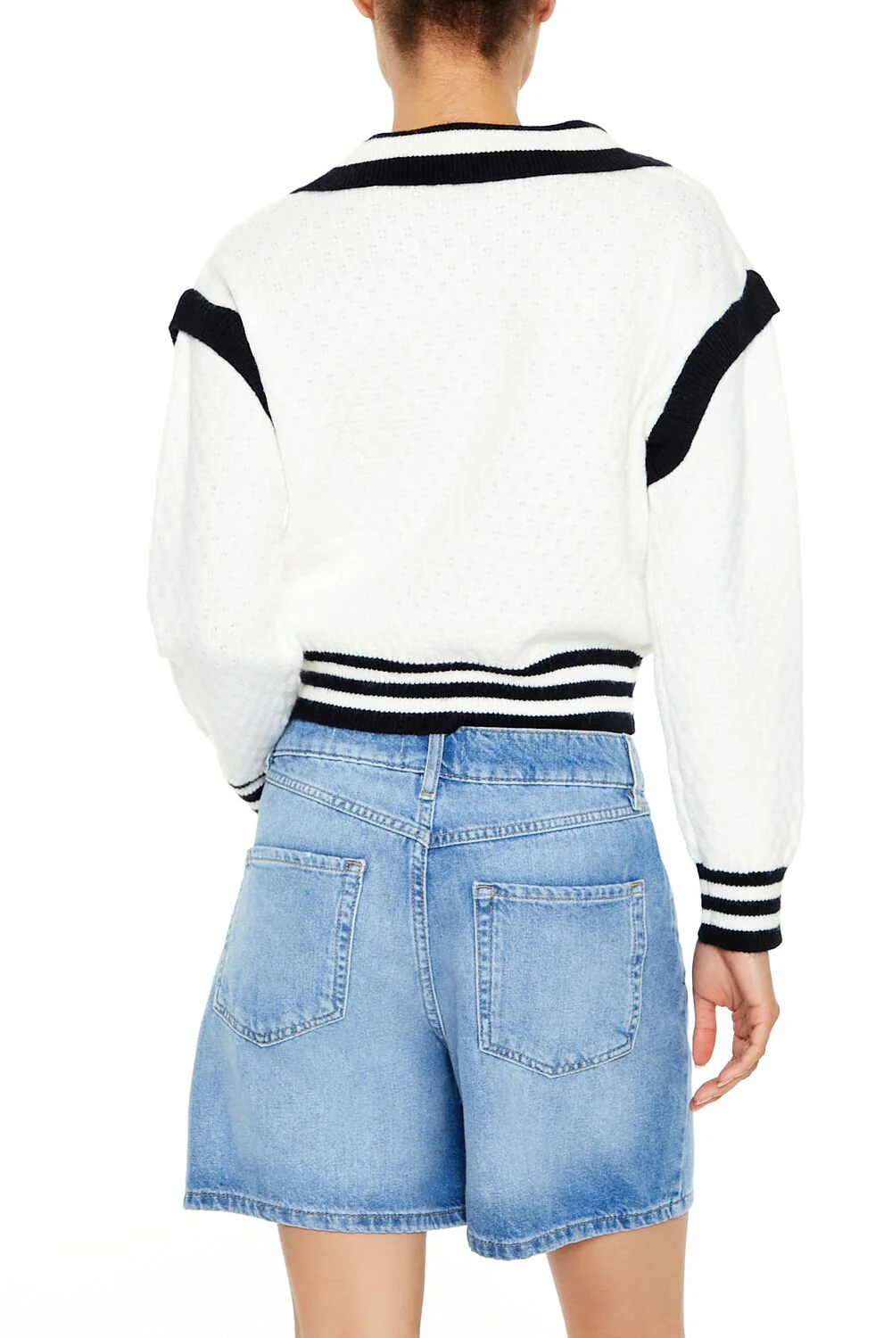 Varsity-Striped Cropped Sweater - Image 5