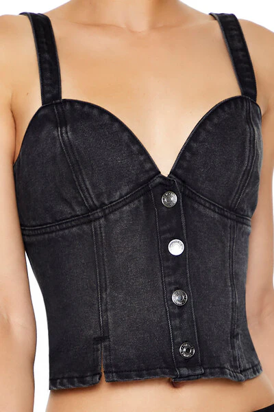 Denim Sweetheart Crop Top - Image 3