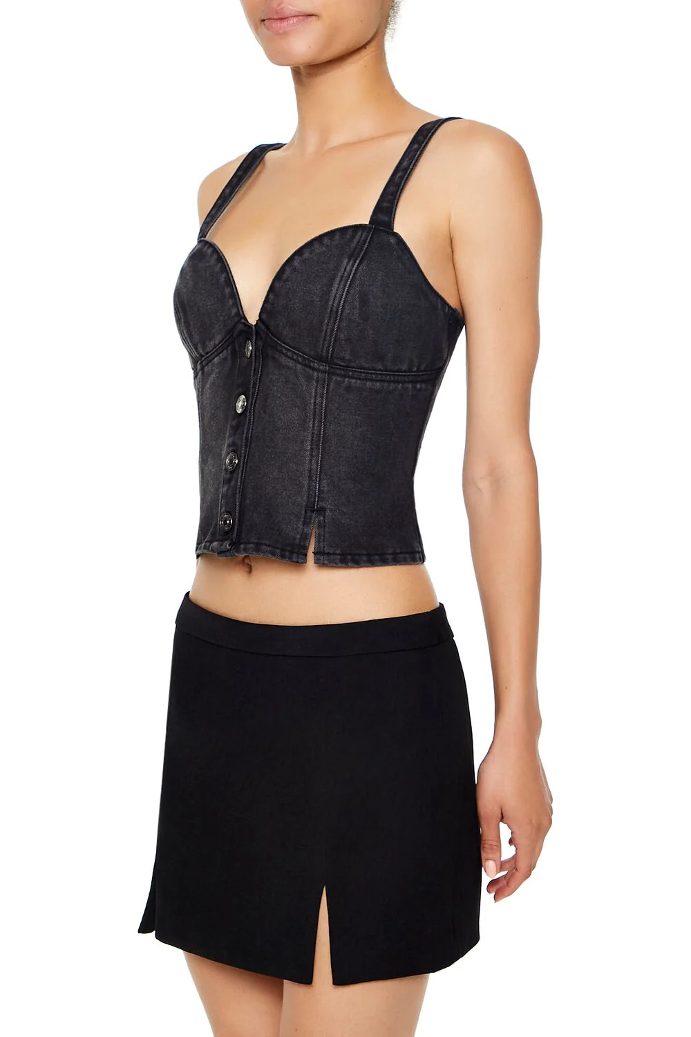 Denim Sweetheart Crop Top - Image 4