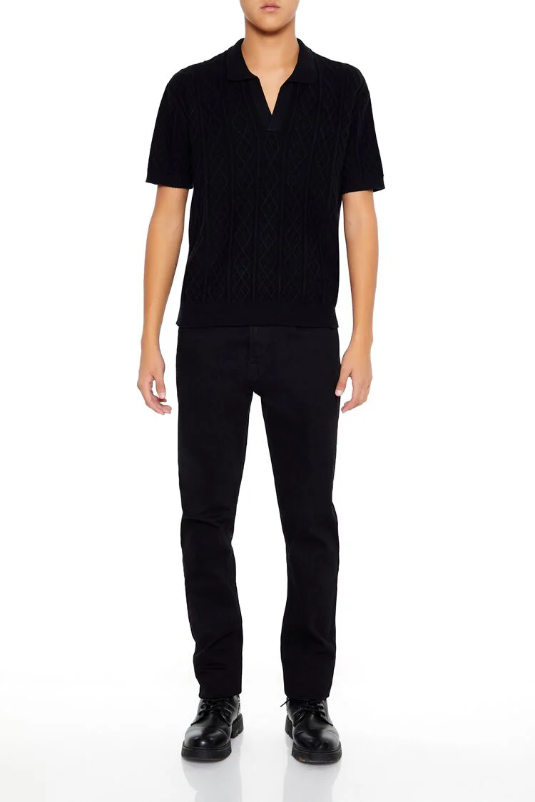 Geo Sweater-Knit Polo Shirt - Image 2