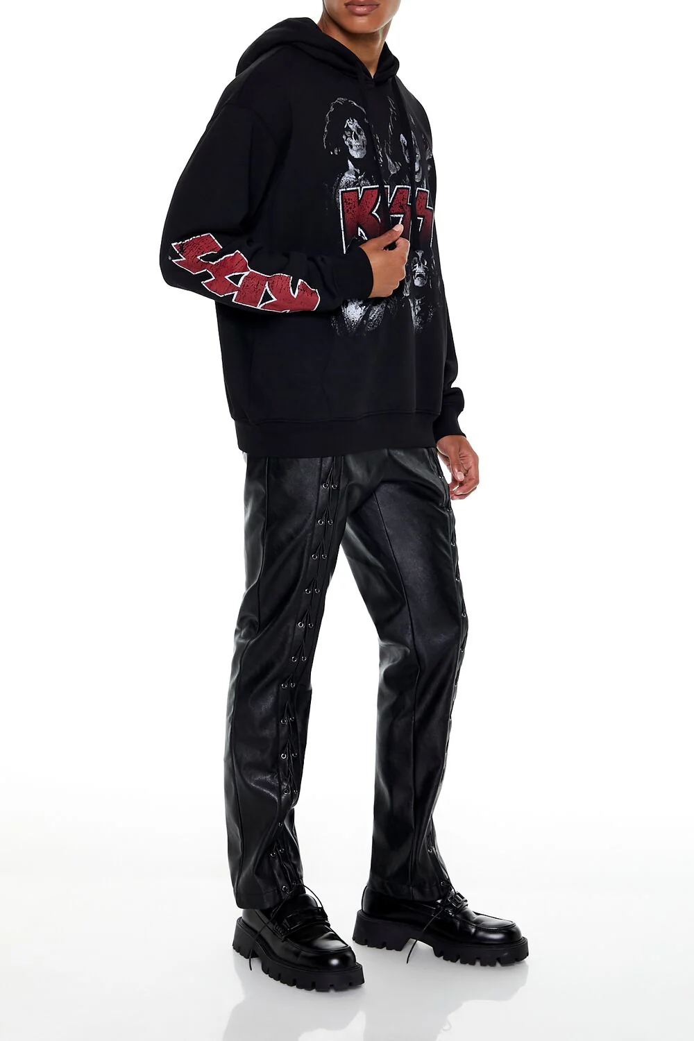 Faux Leather Lace-Up Pants - Image 3