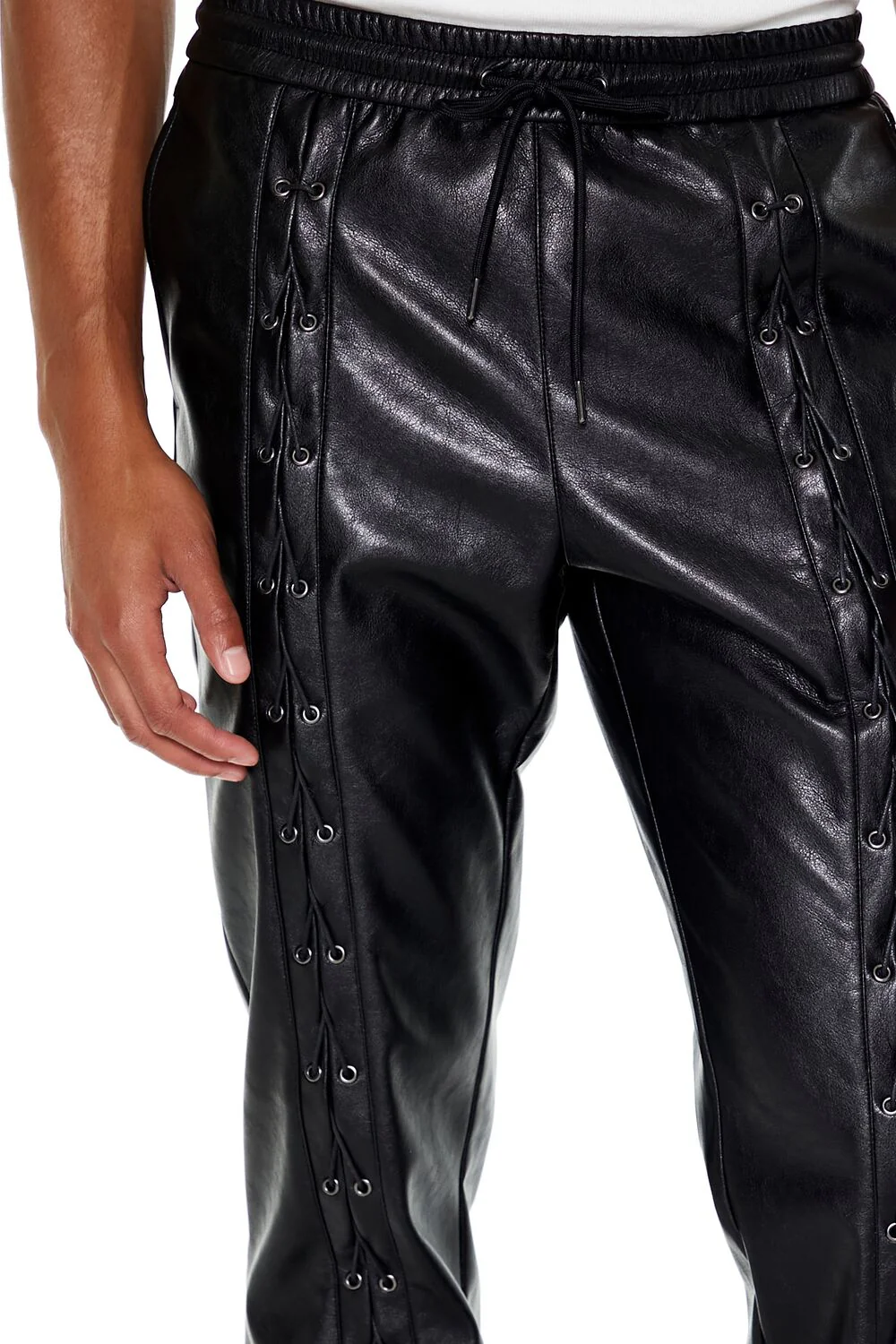 Faux Leather Lace-Up Pants - Image 5