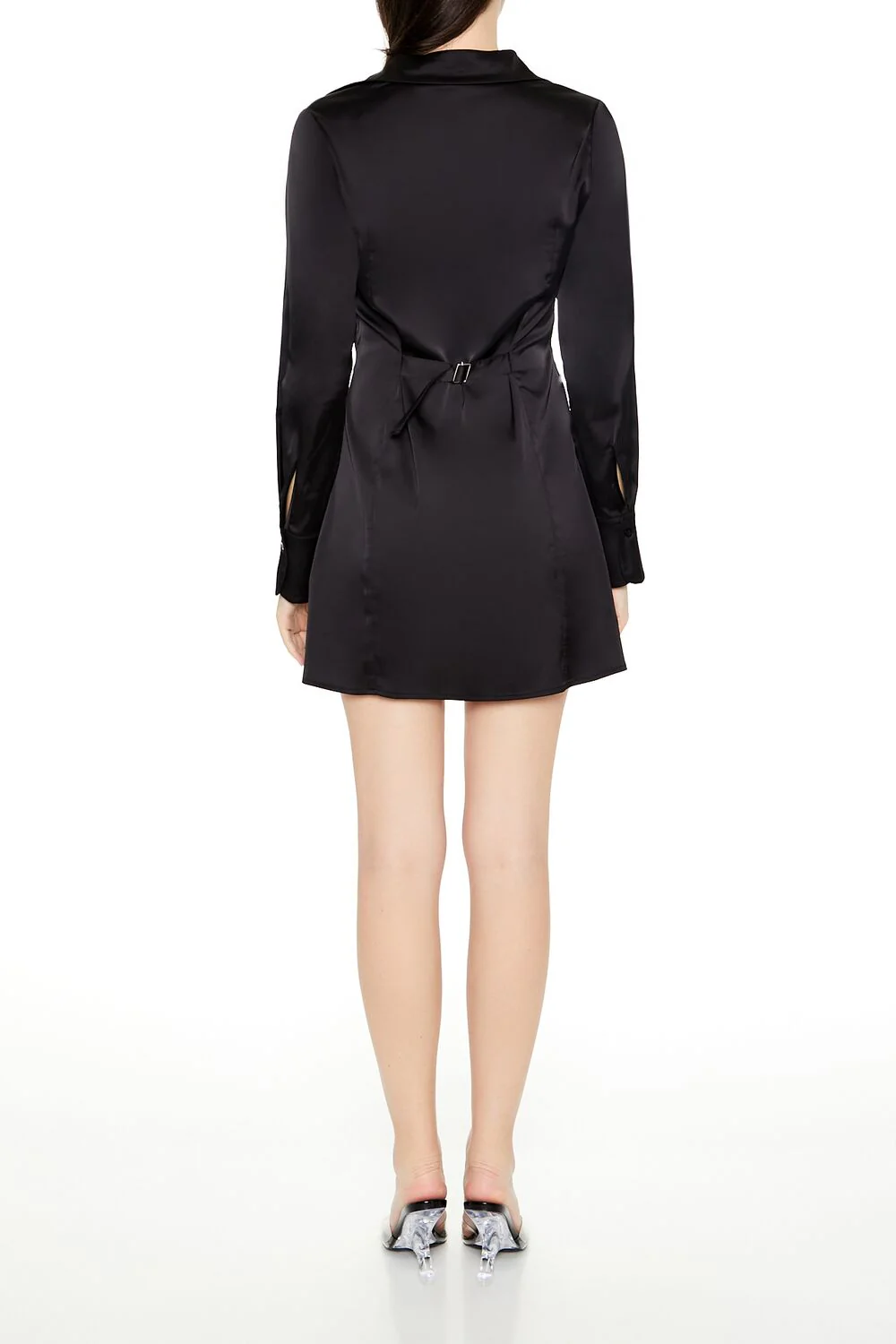 Satin Mini Shirt Dress - Image 4