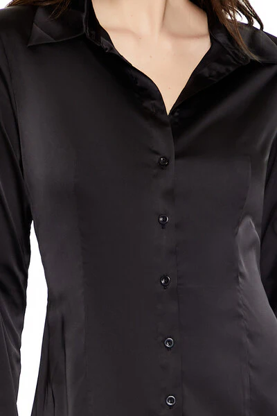 Satin Mini Shirt Dress - Image 5