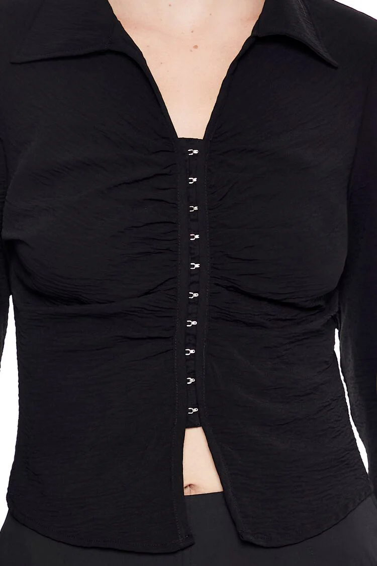 Textured Hook-and-Eye Crop Top - Image 3