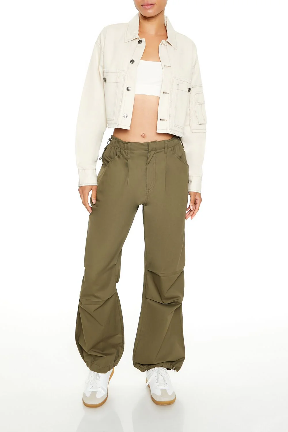 Cropped Cargo Trucker Jacket - Image 2