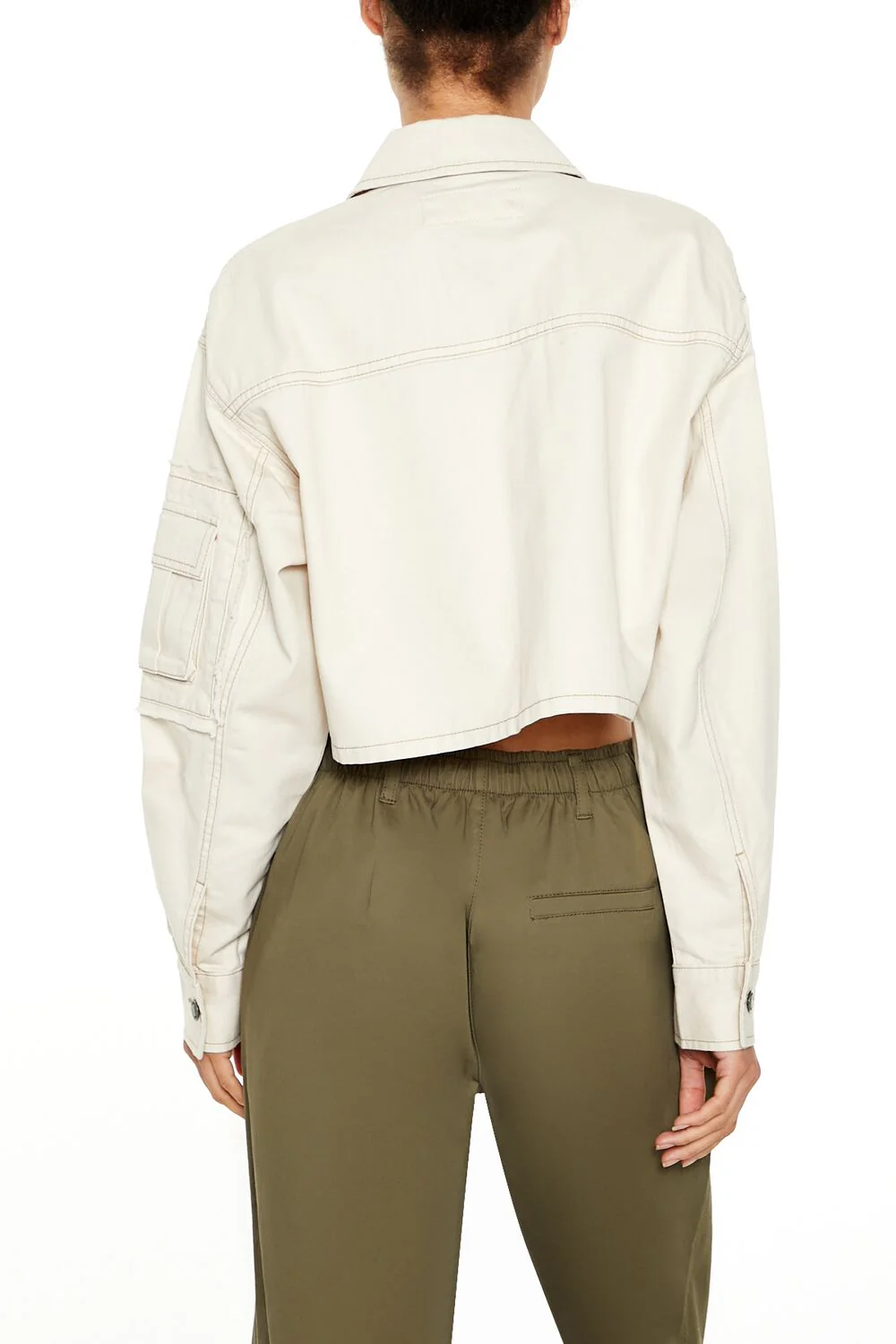 Cropped Cargo Trucker Jacket - Image 5