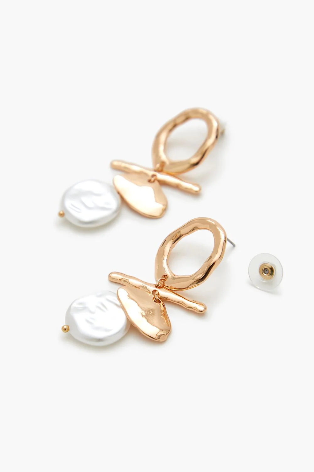 Geo Faux Pearl Drop Earrings - Image 2