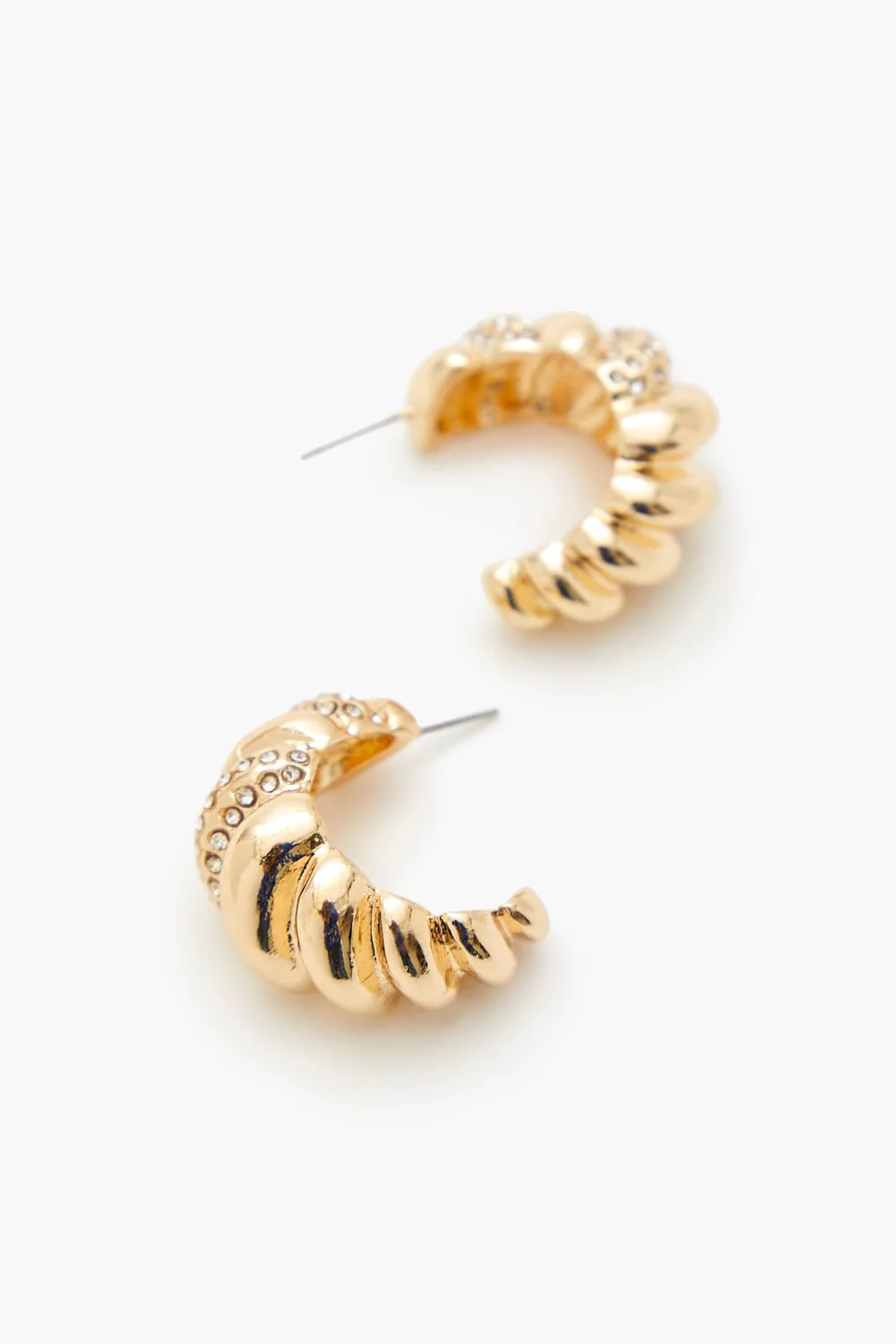 Twisted Rhinestone Hoop Earrings - Image 2