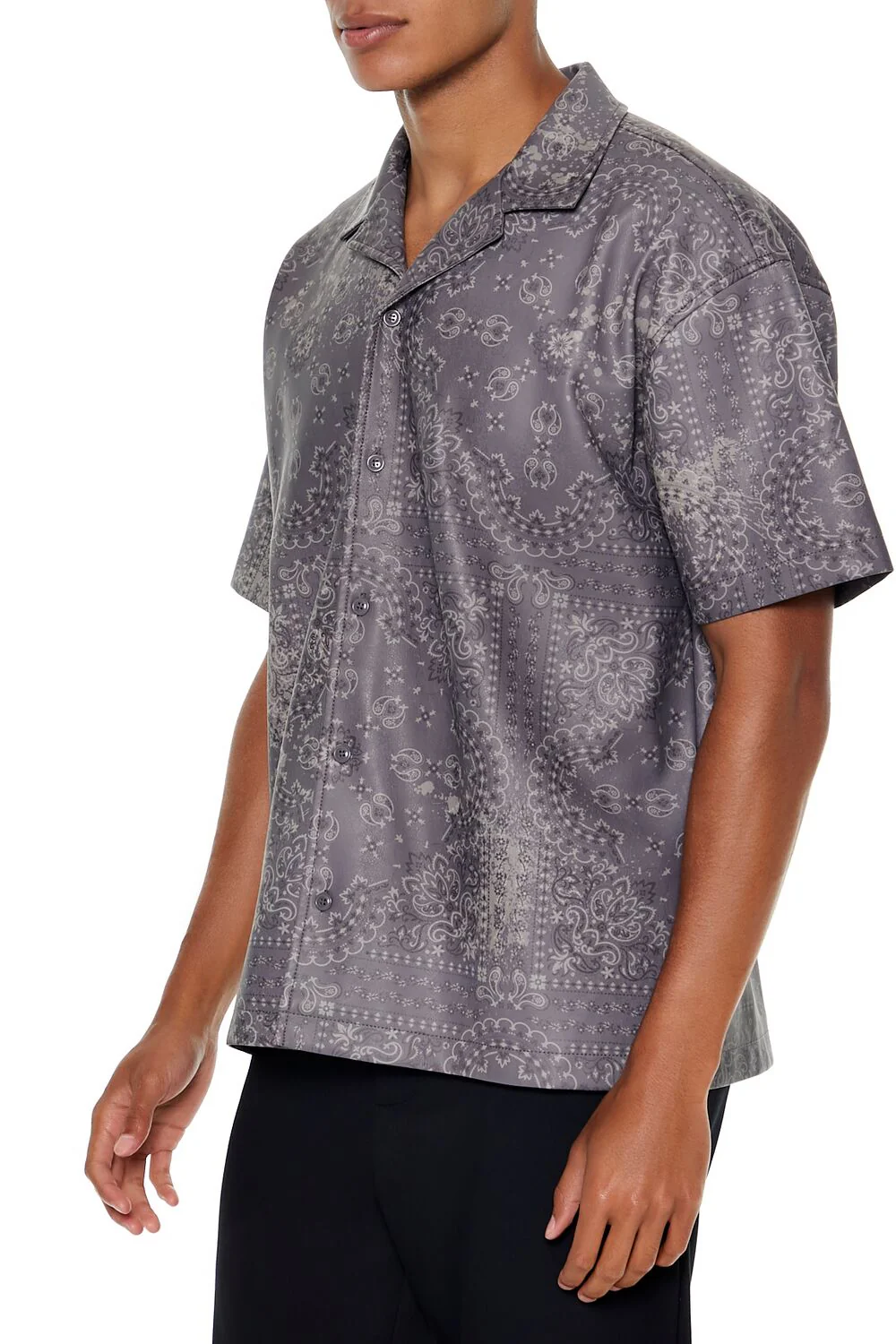 Paisley Print Faux Leather Shirt - Image 3
