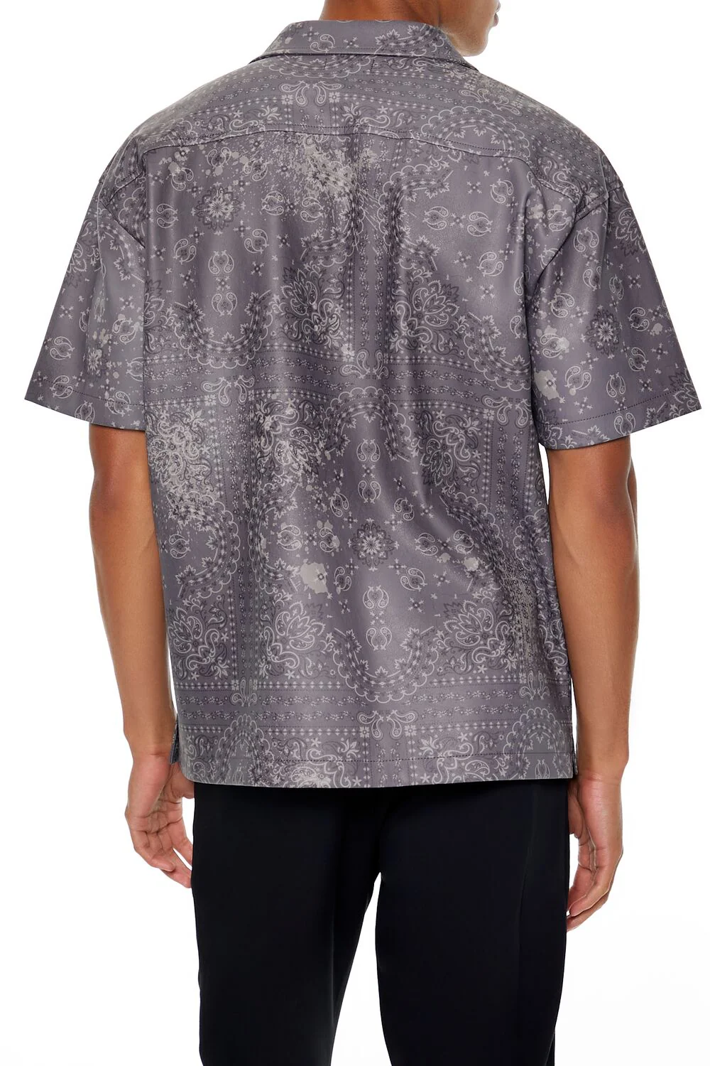Paisley Print Faux Leather Shirt - Image 4