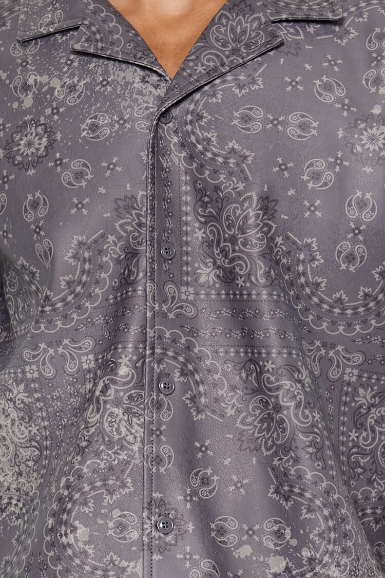 Paisley Print Faux Leather Shirt - Image 5