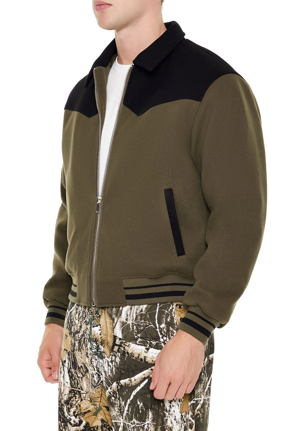 Colorblock Zip-Up Bomber Jacket - Image 3