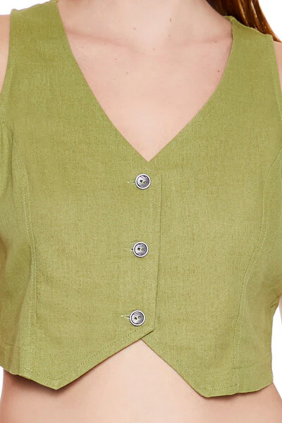 Cropped V-Neck Vest - Image 3