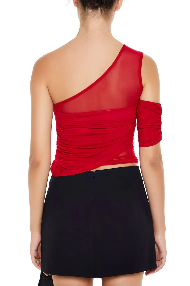 Mesh One-Shoulder Crop Top - Image 10