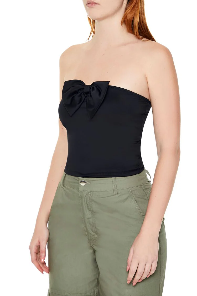 Scuba Knit Bow Tube Top - Image 4