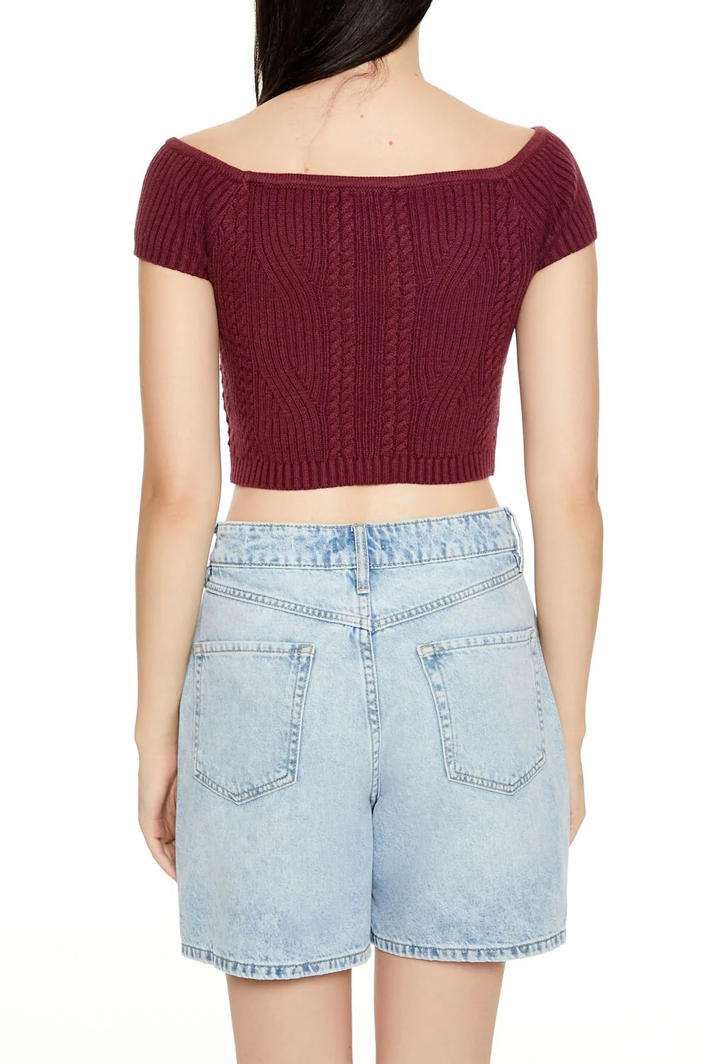 Sweater-Knit Off-the-Shoulder Crop Top - Image 10