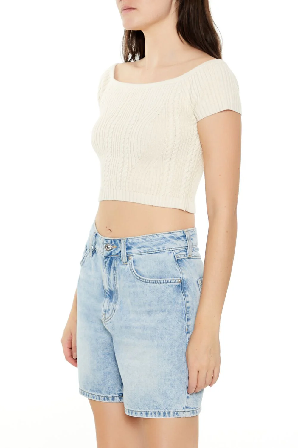 Sweater-Knit Off-the-Shoulder Crop Top - Image 4